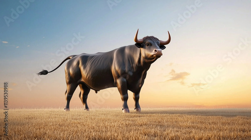 Majestic Bull at Sunset: A ...