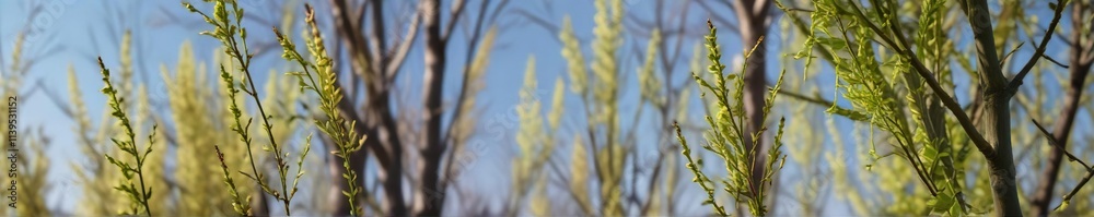 Slowly growing willow buds in the early spring season, willow buds, branches, outdoor scene Slowly growing willow buds in the early spring season, willow buds, branches, outdoor scene
