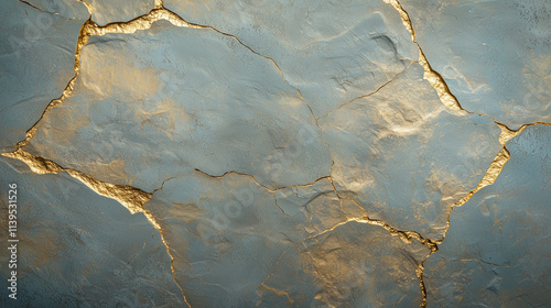 Textured Blue and Gold Abst...