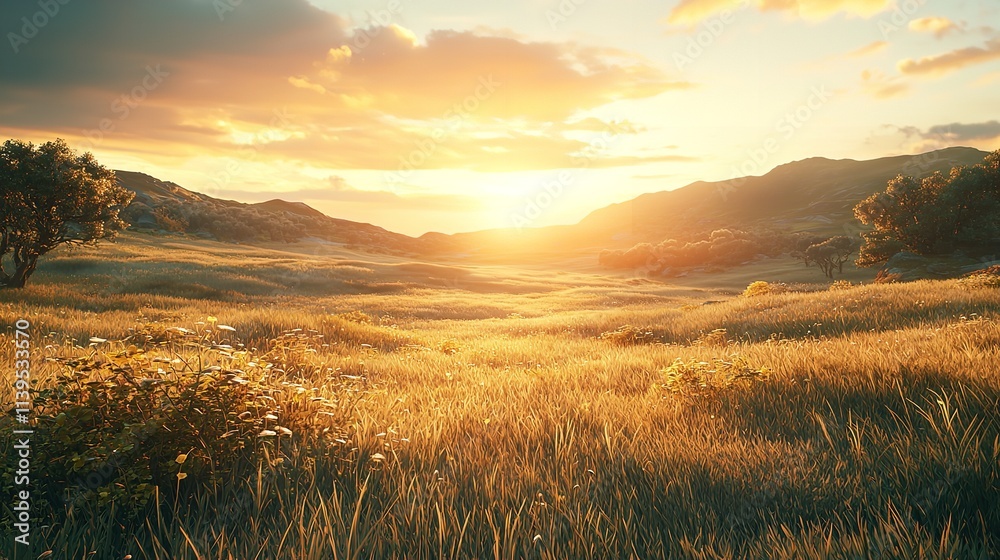 Obraz premium Colorful Landscape of a Meadow 16K Resolution