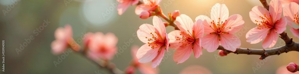 Apricot colored flowers blooming on a flowering tree, spring, color Apricot colored flowers blooming on a flowering tree, spring, color