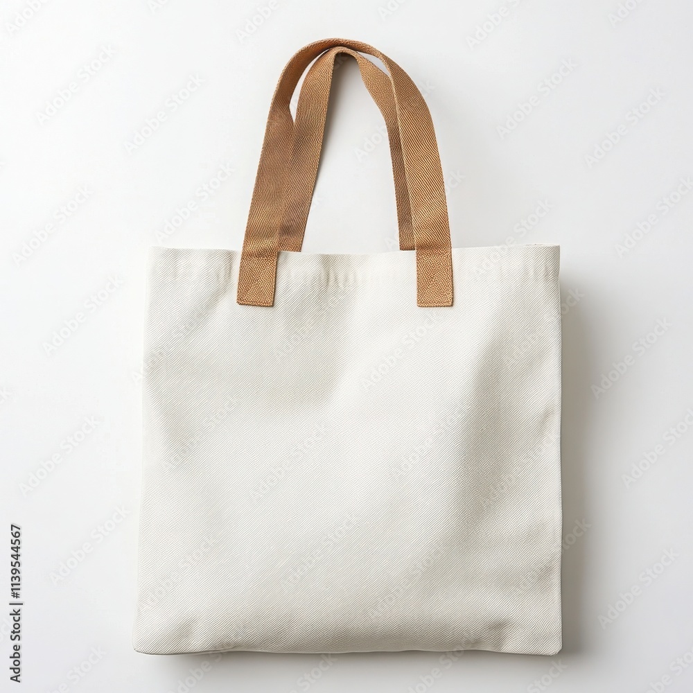 A casual canvas tote bag with simple handles and a minimalistic design on a white background A casual canvas tote bag with simple handles and a minimalistic design on a white background