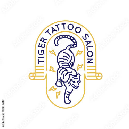 Simple Logo with Tiger tattoo icon. Simple logo with tiger icon for social media, app, and web design. Vector illustration. photo