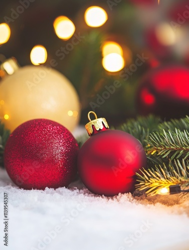 close up christmas decorations table