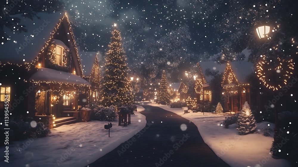 Fototapeta premium Snow-covered landscape Winter landscape background, Snowy background, Christmas scene, Holiday background, Winter wonderland, Snowfall background, Festive landscape, Christmas snow, Winter backdrop