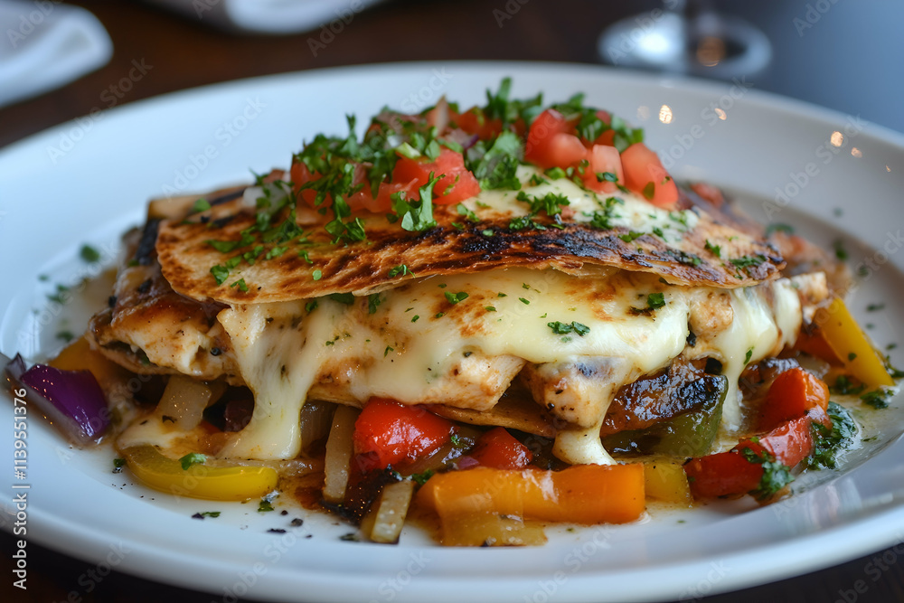 Grilled Chicken Quesadilla with Roasted Vegetables - A Delicious Food Photo Grilled Chicken Quesadilla with Roasted Vegetables - A Delicious Food Photo