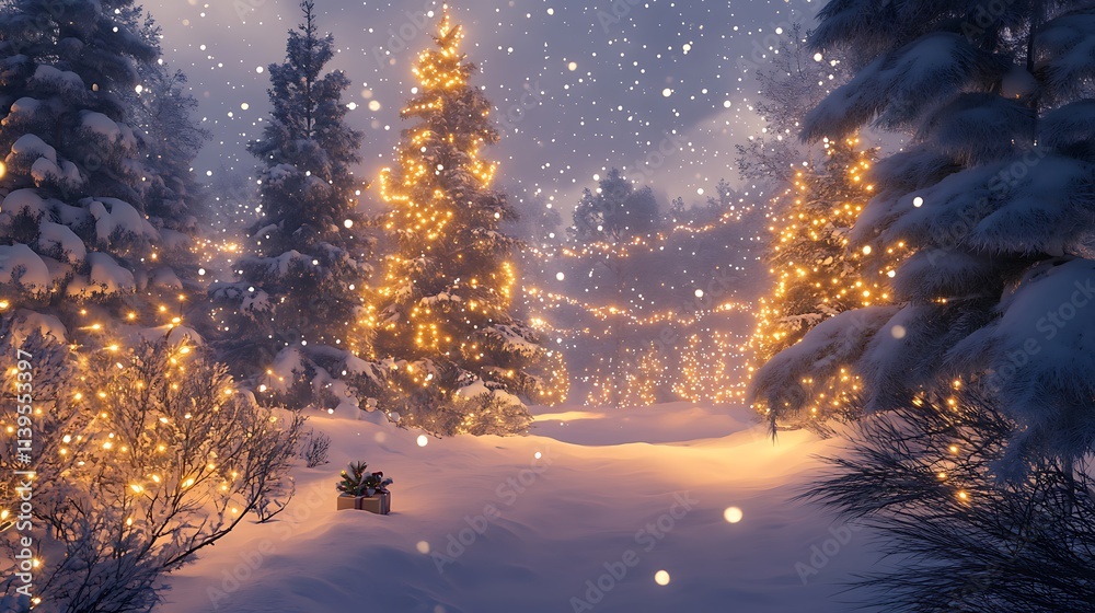 Fototapeta premium Snow-covered landscape Winter landscape background, Snowy background, Christmas scene, Holiday background, Winter wonderland, Snowfall background, Festive landscape, Christmas snow, Winter backdrop