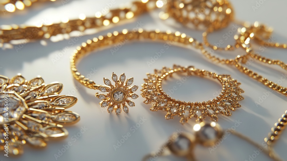 Various Gold Jewellery Isolated on White Background
Various Gold Jewellery Isolated on White Background