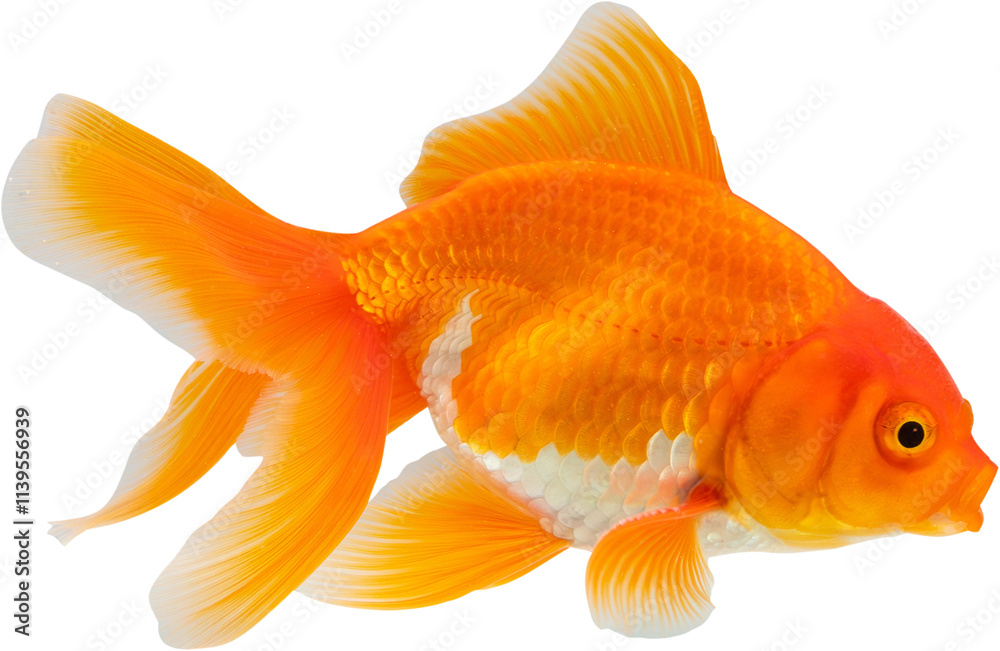 Fototapeta premium Oranda goldfish isolated on white background close up
