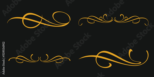 Elegant golden swirls on black background. Perfect for design elements.