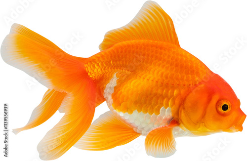 Fototapet Oranda goldfish isolated on white background close up