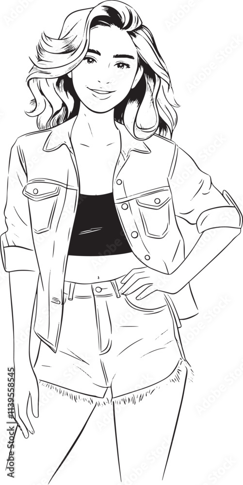 cute stylish girl colorful case illustration image cute stylish girl colorful case illustration image
