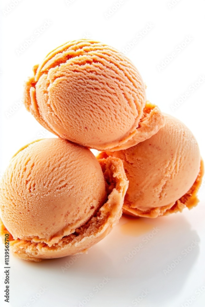 Triple scoops of orange ice cream Triple scoops of orange ice cream