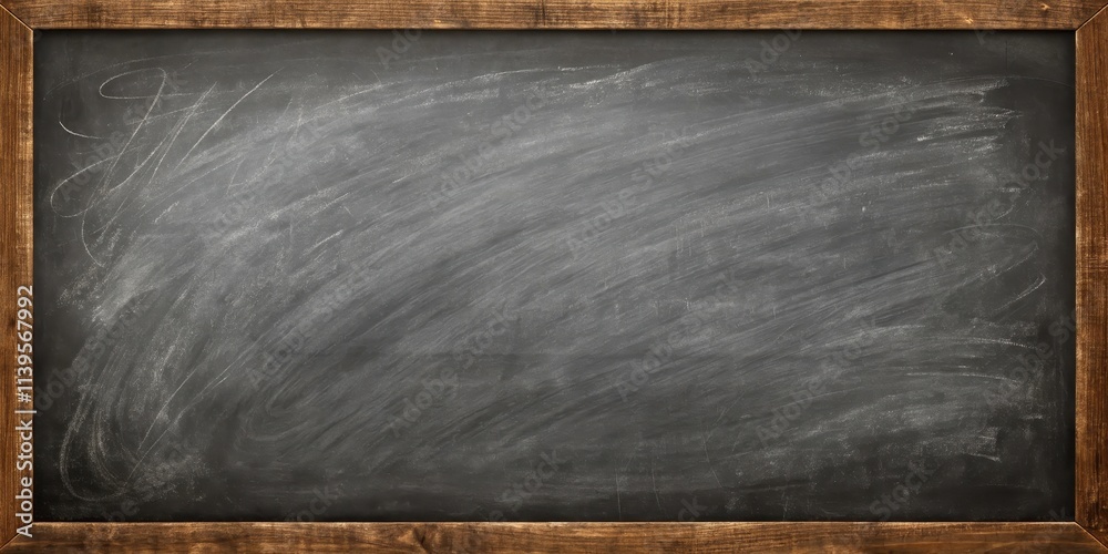 A Dark Gray Chalkboard with a Wooden Frame Ready for Your Message A Dark Gray Chalkboard with a Wooden Frame Ready for Your Message