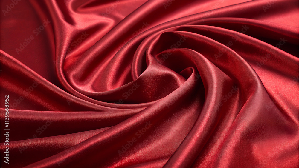 Obraz premium Luxurious red silk fabric with glossy reflections and elegant folds with copy space