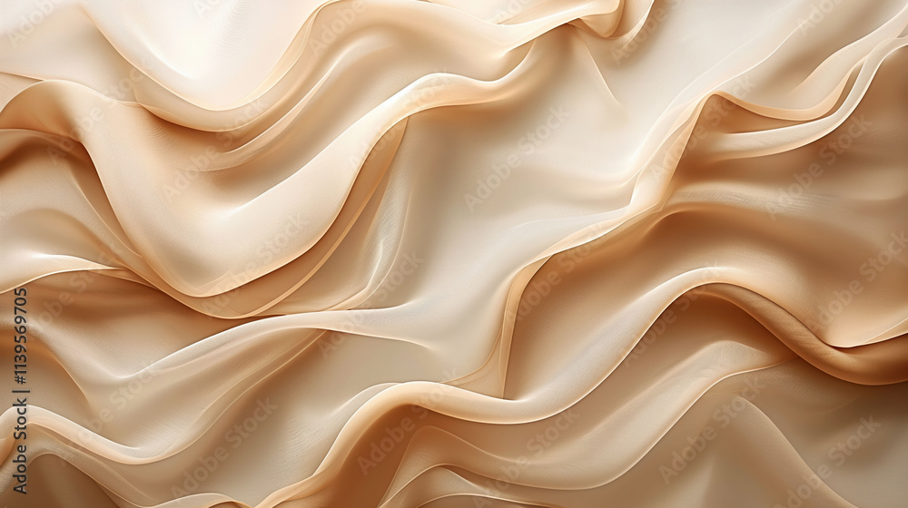 Obraz premium Mocha mousse flowing textures with soft gradients and geometric overlays in elegant, modern minimalism