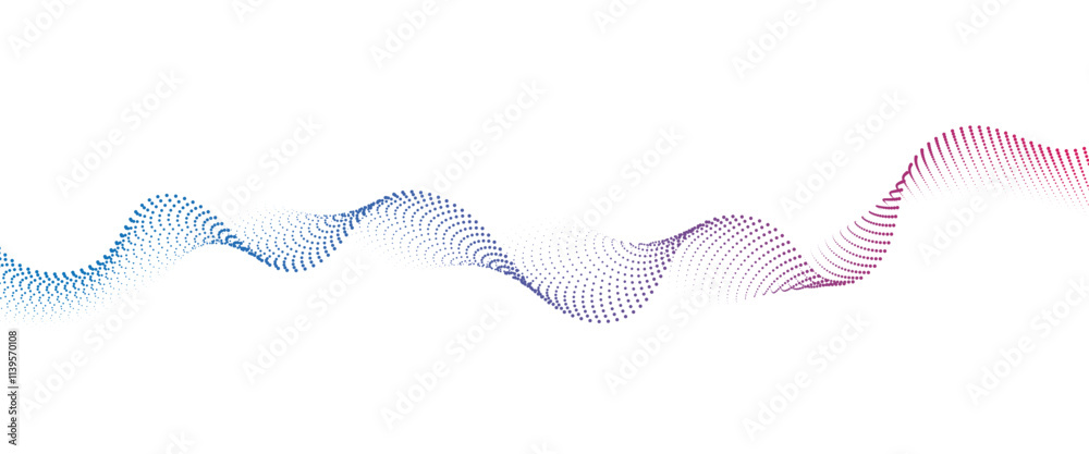 Fototapeta premium Flowing Dot Wave halftone gradient pattern on transparent background 