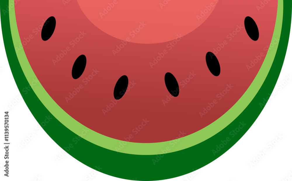 Obraz premium illustration of red watermelon slice isolated on white, ripe watermelon
