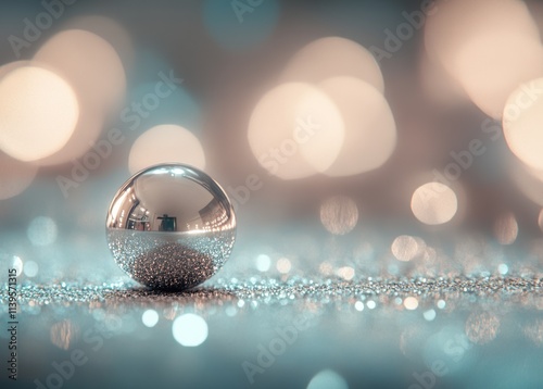 Silver Orb Rests On Glitter...