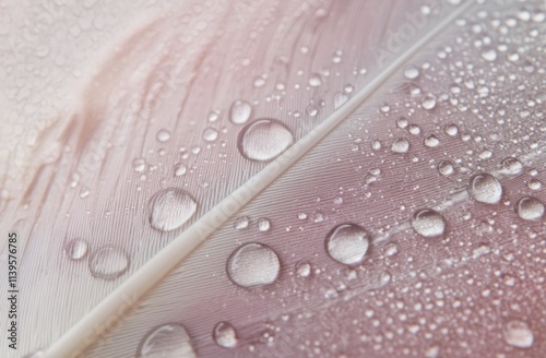 Dewdrops on a soft pale fea...