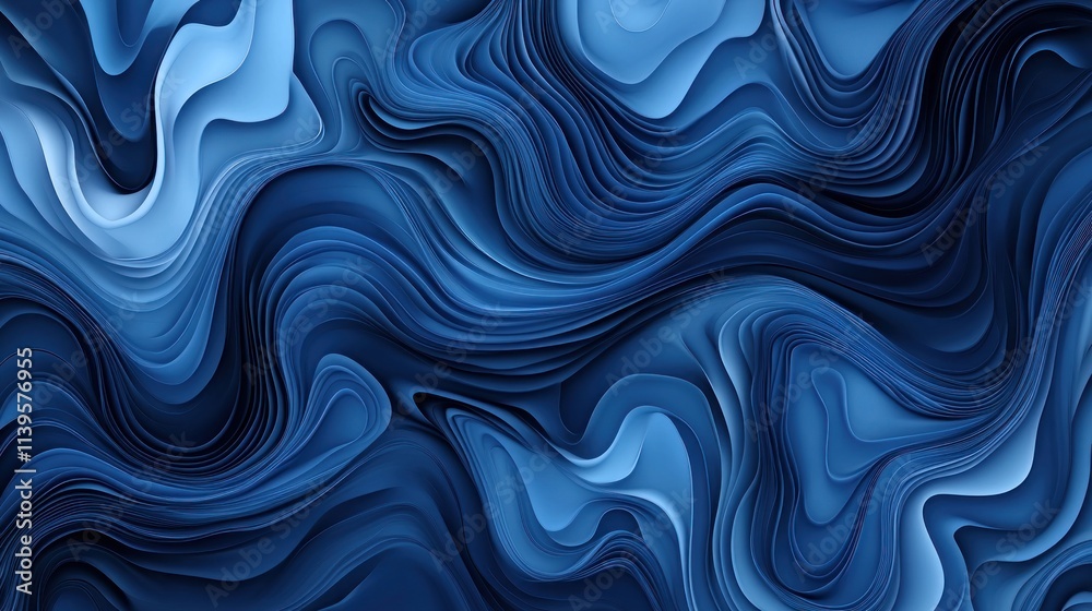 Obraz premium Abstract swirling patterns in shades of blue create a fluid, dynamic visual effect.