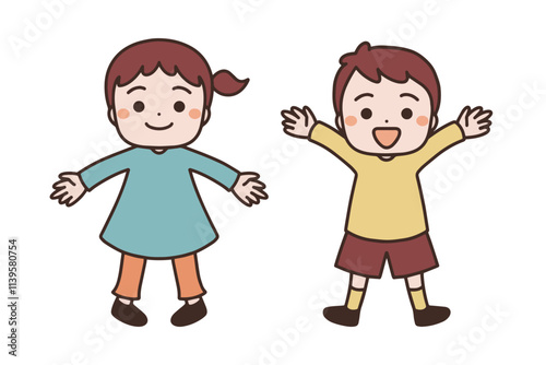 笑顔の男の子と女の子