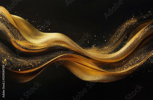 Golden glitter wave abstrac...