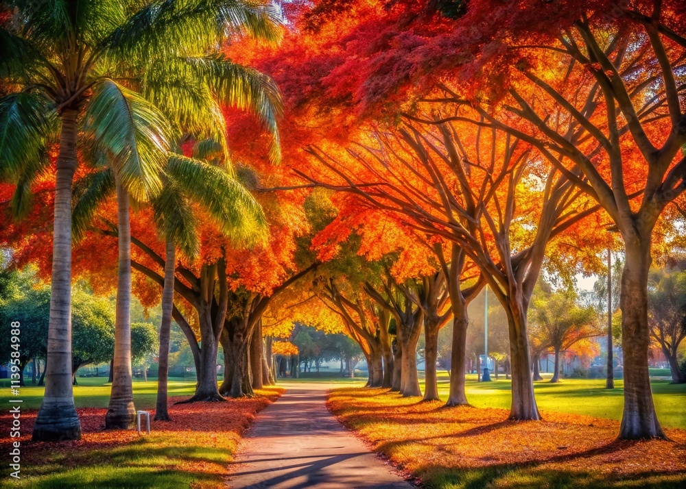 Naklejka premium Tropical Autumn Park Gables Minimalist Photography