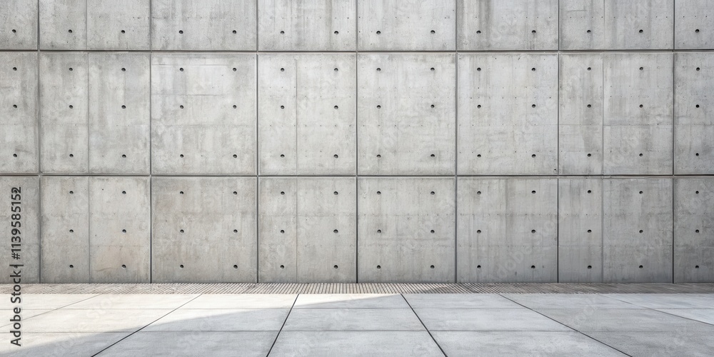A seamless concrete wall texture with a patterned surface and subtle shadowing on the pavement below A seamless concrete wall texture with a patterned surface and subtle shadowing on the pavement below