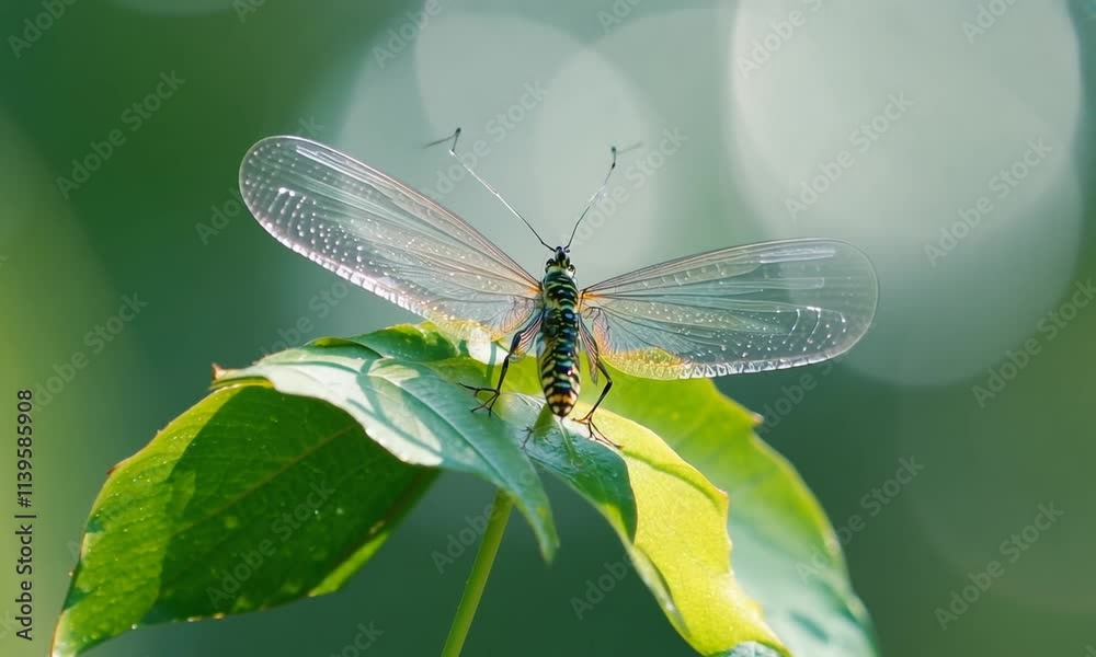 Transparent-winged Insect on a Leaf Transparent-winged Insect on a Leaf