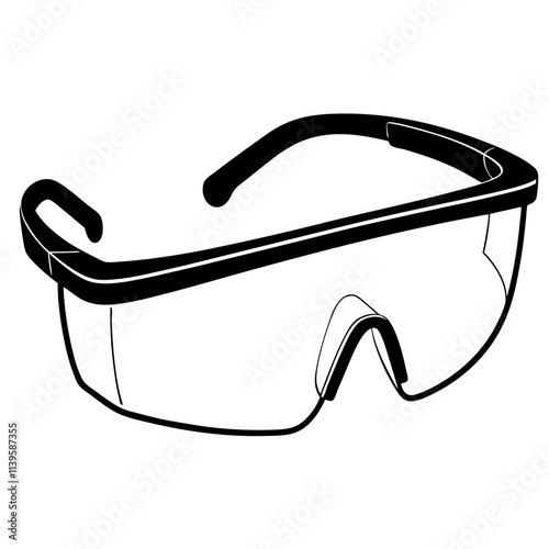 Modern safety glasses silhouette vector illustration 
