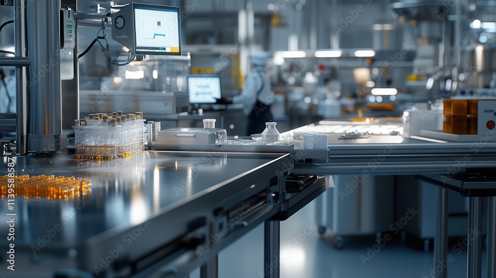 A modern food processing and packaging facility with advanced machinery, A modern food processing and packaging facility with advanced machinery,