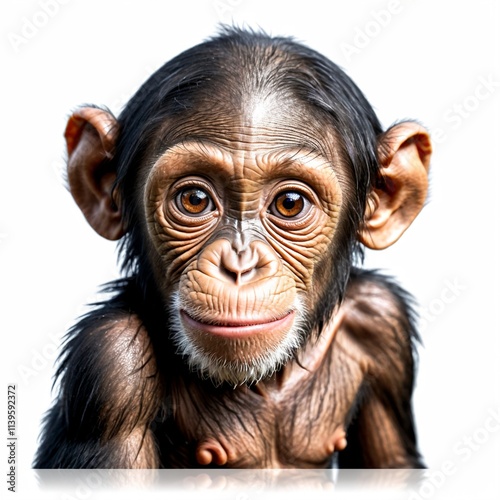 Beautiful chimpanzee Clipart, isolated on a white background, chimpanzee Generative AI.