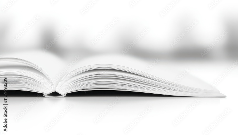 An open book with blank pages, suggesting potential for creativity and writing. An open book with blank pages, suggesting potential for creativity and writing.