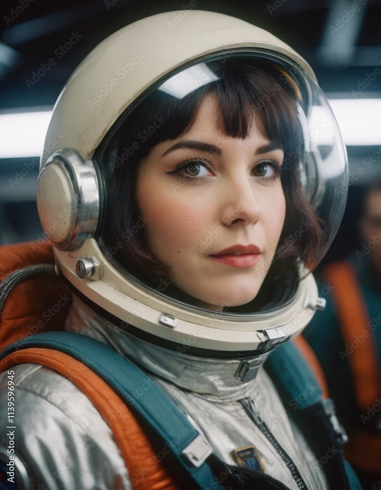 woman astronaut in spacesuit portrait, realistic illustration woman astronaut in spacesuit portrait, realistic illustration