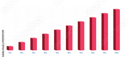 chart bars template. 10%-100% number. Business graph and diagram. flowchart infographic. Template for diagram, presentation and chart