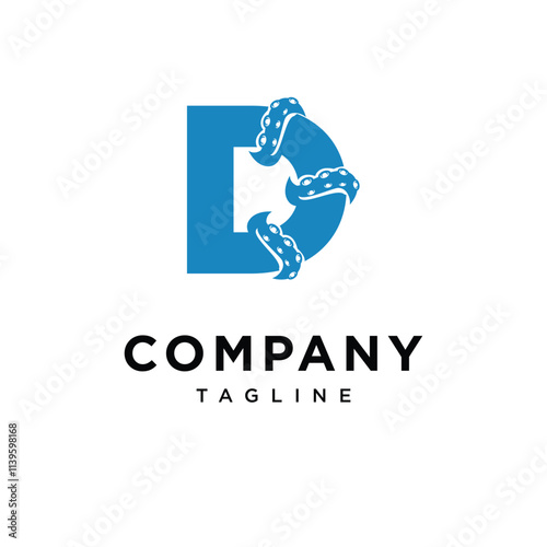 Letter D Tentacle Logo Icon Vector
