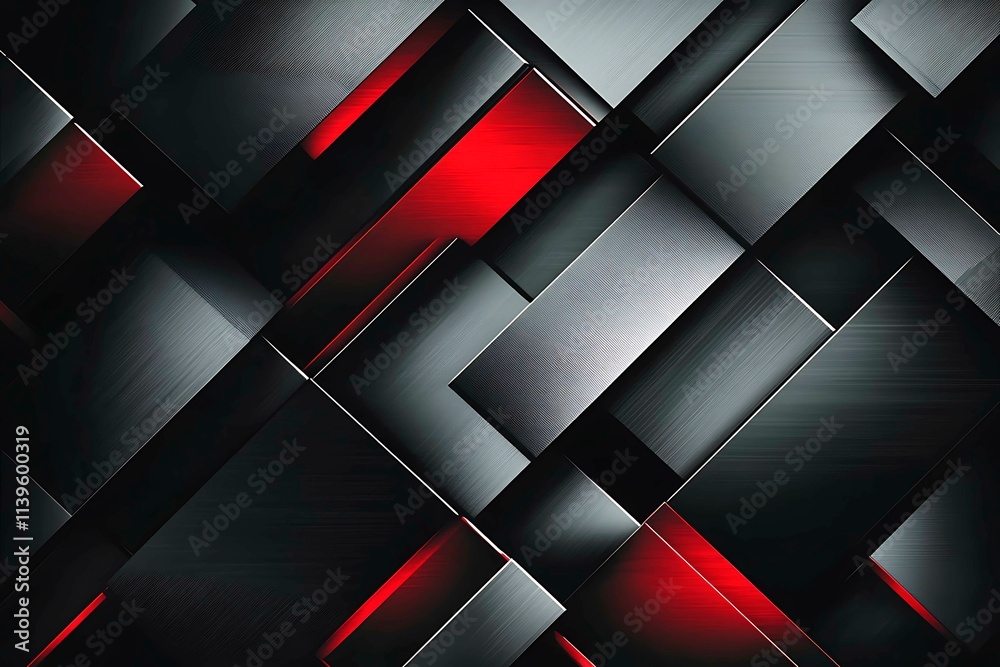 Dynamic technology-inspired abstract background with sharp red, black, and silver lines, creating a sleek and futuristic digital design.