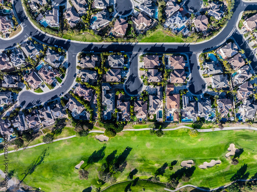 Luxury Homes and Golf Course Landscape in Huntington Beach