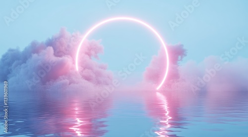 Pink Neon Circle Above Past...