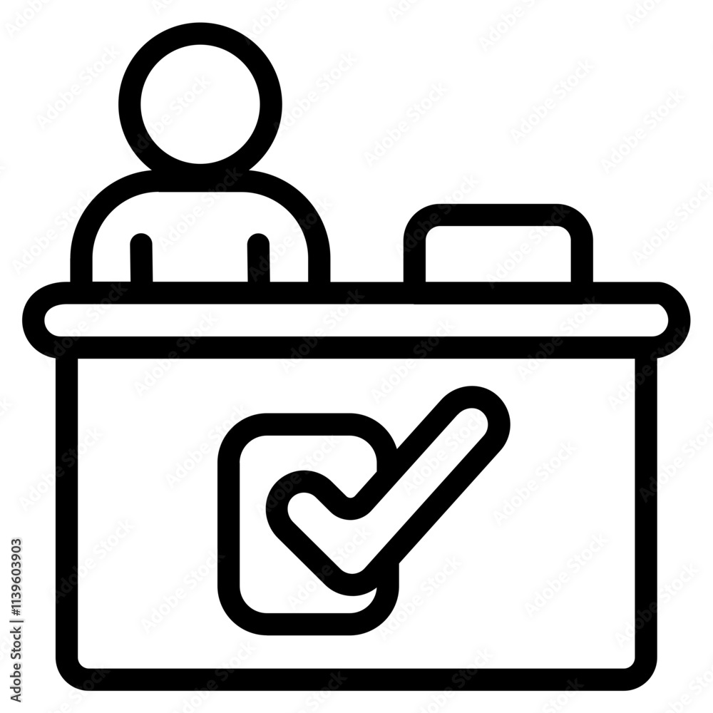 Obraz premium Check-in counter Line Icon