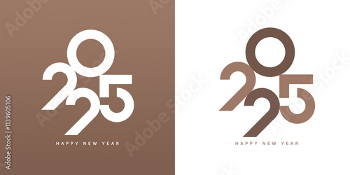 Happy new year greeting card with 2025 trend color.