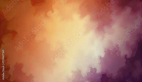 Wallpaper Mural Abstract Watercolor Cloudscape in Warm Hues of Orange, Yellow, and Purple Torontodigital.ca