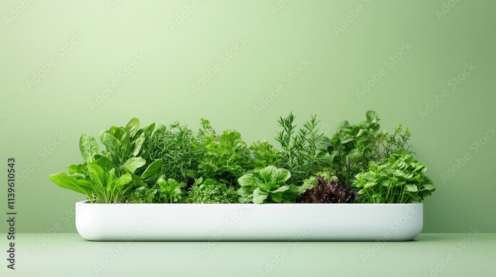 Fototapeta premium Fresh Green Herb and Vegetable Garden Arrangement