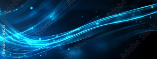 Abstract Blue Glowing Waves...