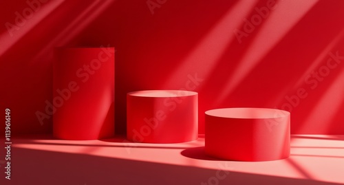 Red Cylindrical Platforms I...