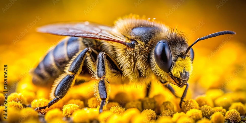 Honey Bee Pollen Macro Photography - Rule of Thirds Composition Honey Bee Pollen Macro Photography - Rule of Thirds Composition