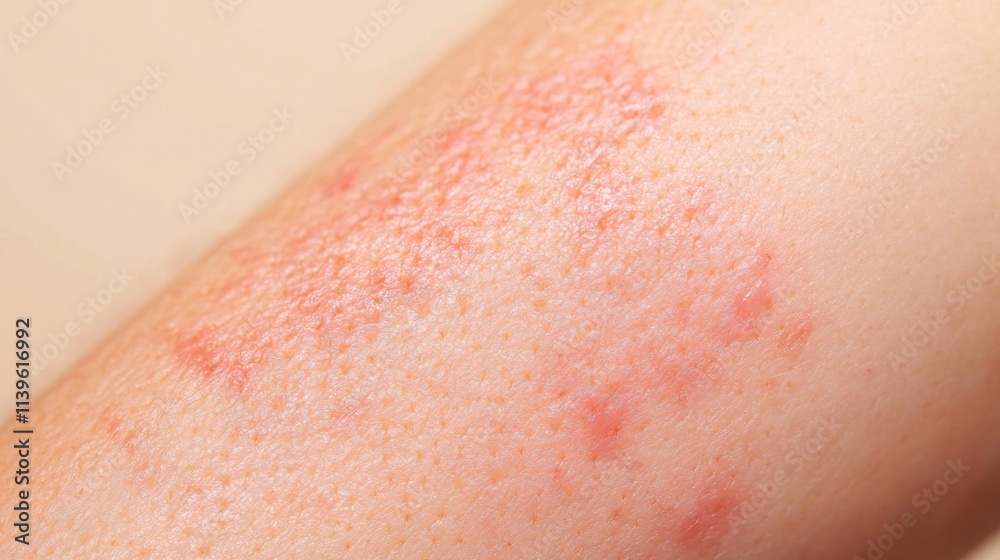 Closeup view of inflamed skin showing a rash Closeup view of inflamed skin showing a rash