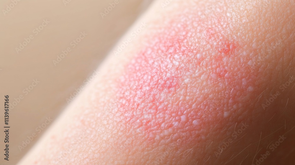Closeup view of inflamed skin exhibiting a rash Closeup view of inflamed skin exhibiting a rash