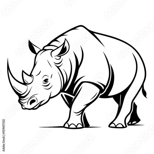 Rhino cartoon coloring page. Vector illustration 